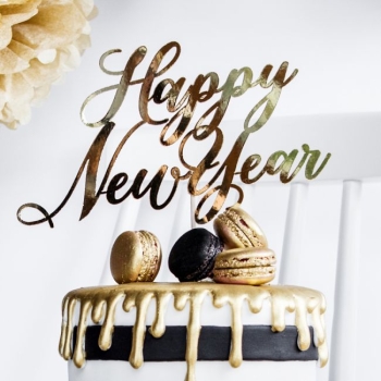 Cake Topper - Happy New Year / Gold